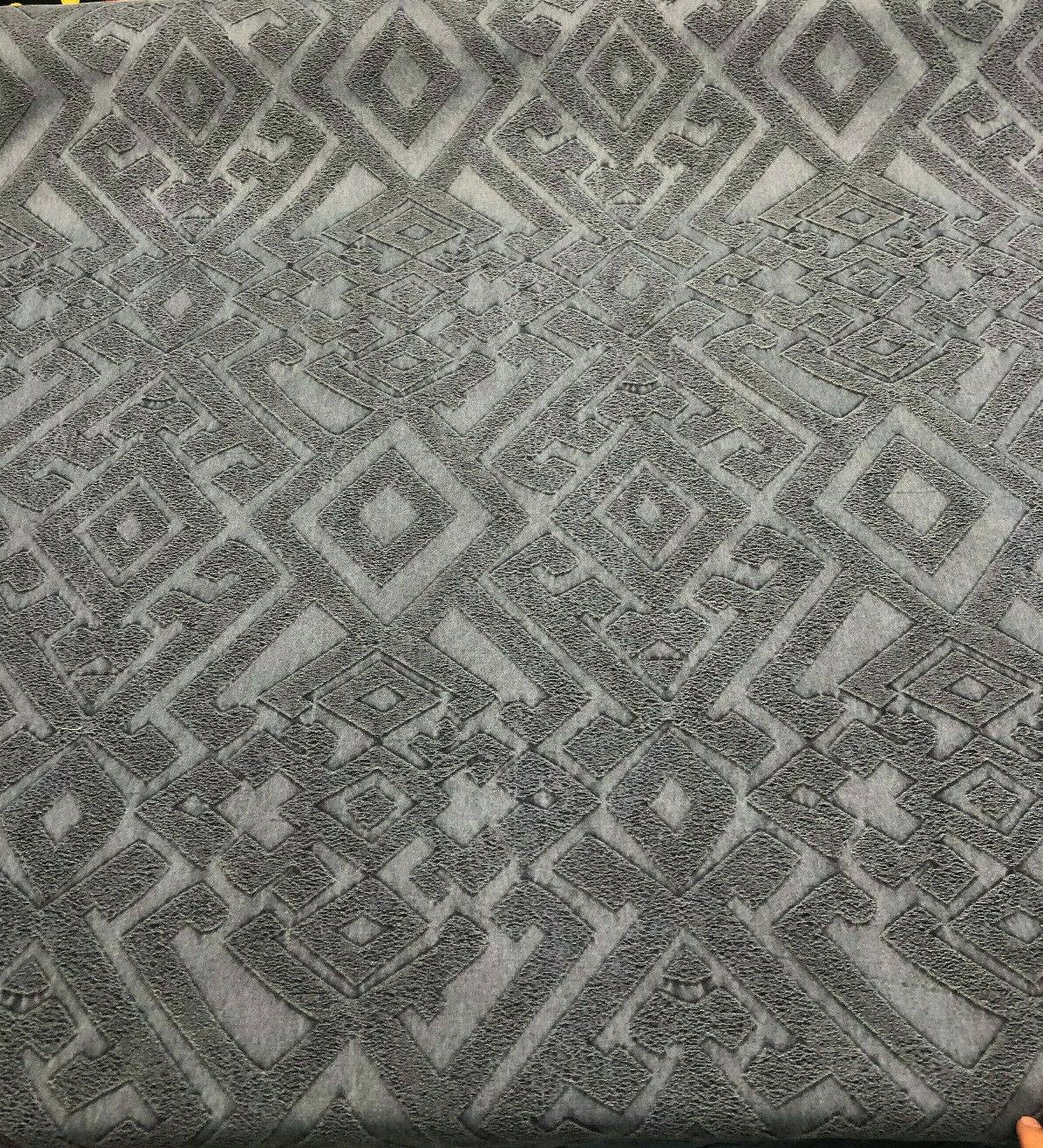 East Gate Cotton Brocade Fabric - Denim Blue Abstract Damask, 59" Width (1 Yard)