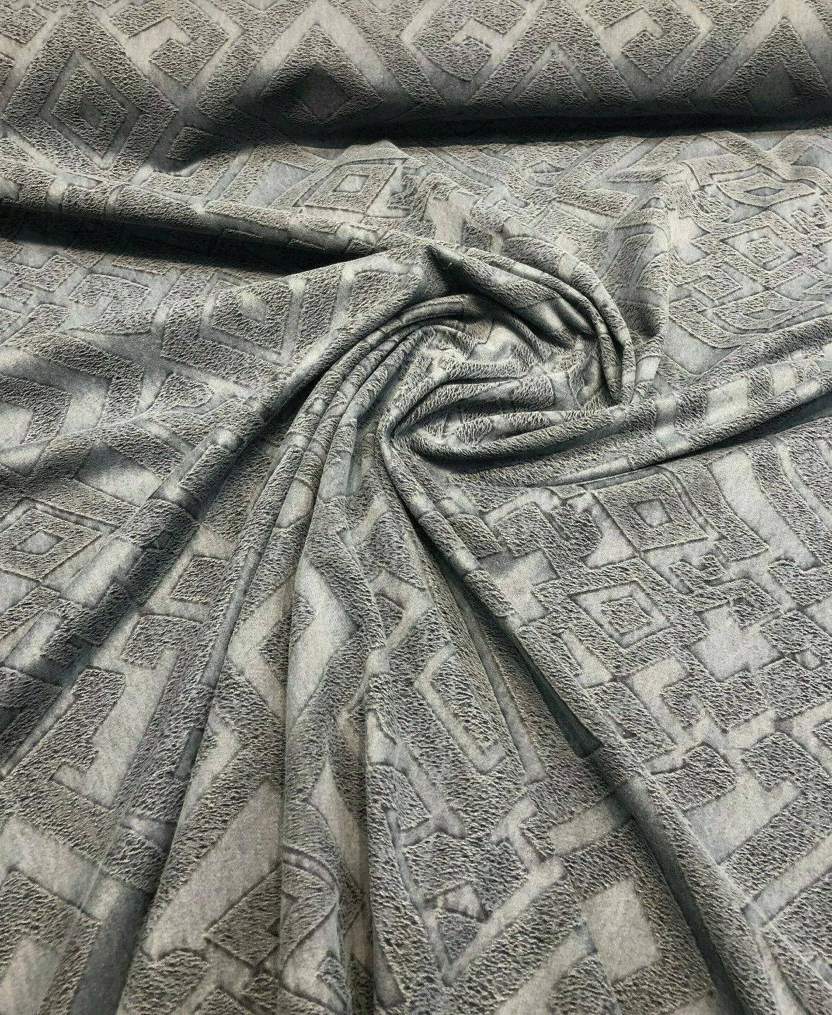 East Gate Cotton Brocade Fabric - Denim Blue Abstract Damask, 59" Width (1 Yard)