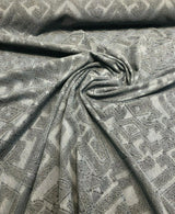 East Gate Cotton Brocade Fabric - Denim Blue Abstract Damask, 59" Width (1 Yard)