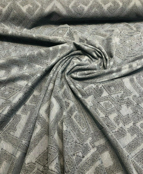 East Gate Cotton Brocade Fabric - Denim Blue Abstract Damask, 59" Width (1 Yard)