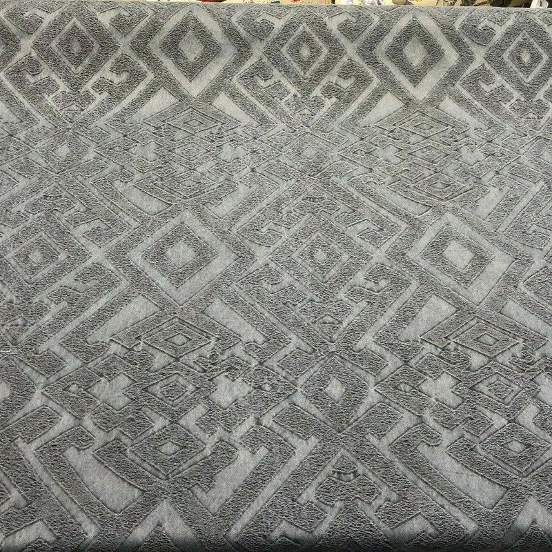 East Gate Cotton Brocade Fabric - Denim Blue Abstract Damask, 59" Width (1 Yard)