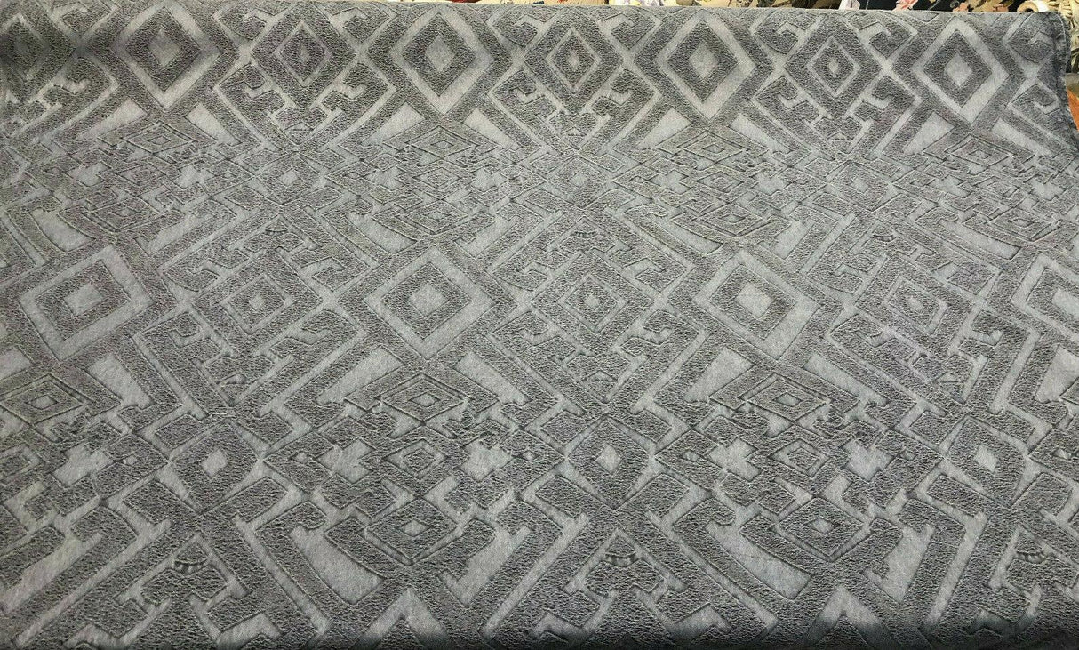 East Gate Cotton Brocade Fabric - Denim Blue Abstract Damask, 59" Width (1 Yard)