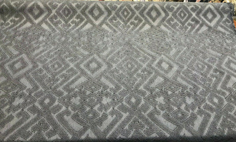 East Gate Cotton Brocade Fabric - Denim Blue Abstract Damask, 59" Width (1 Yard)