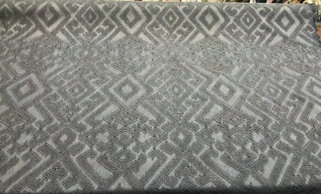 East Gate Cotton Brocade Fabric - Denim Blue Abstract Damask, 59" Width (1 Yard)