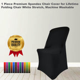1 Piece Black Premium Spandex Folding Chair Cover Fits Lifetime Chairs, Machine Washable