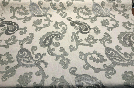 Victoria Stingray Embroidered Linen Fabric - 100% Linen, 57" Width, 22.5" H Repeat, 28" V Repeat (1 Yard)