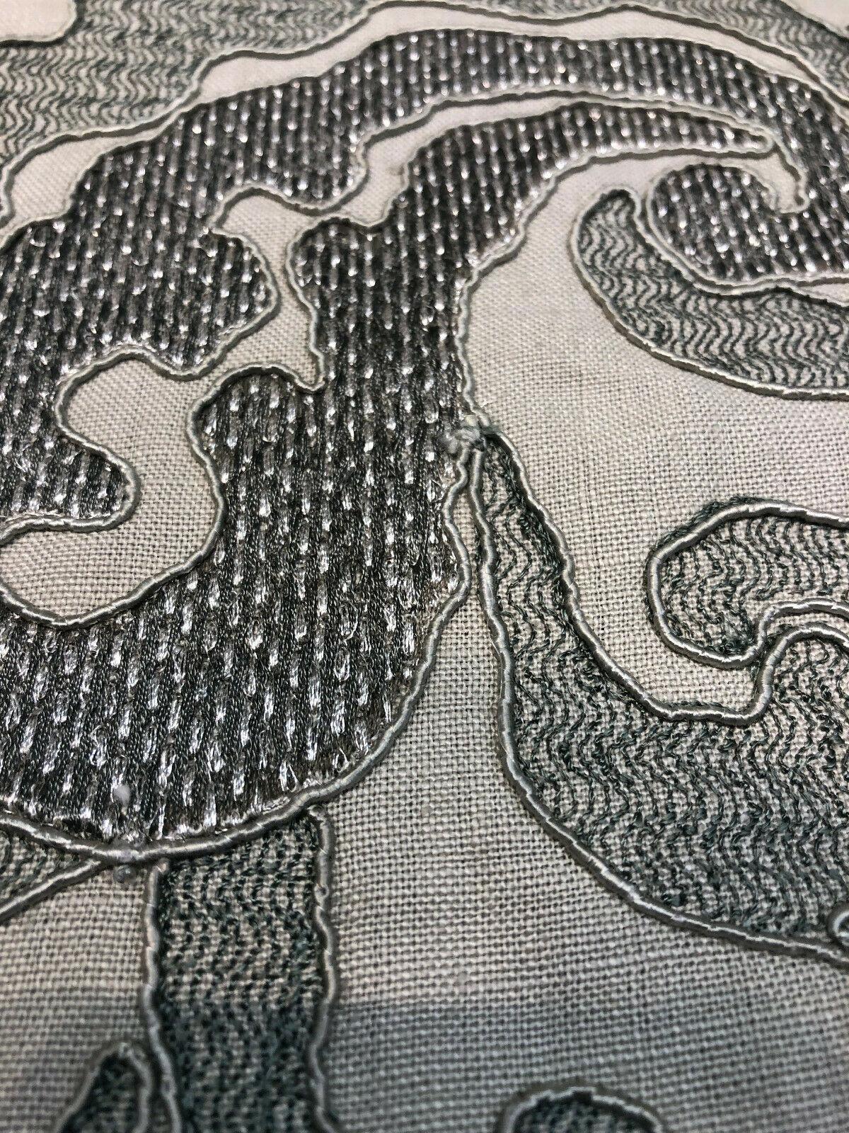 Victoria Stingray Embroidered Linen Fabric - 100% Linen, 57" Width, 22.5" H Repeat, 28" V Repeat (1 Yard)
