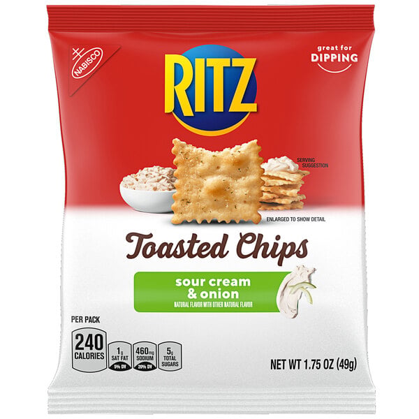 Nabisco Ritz 1.75 oz. Toasted Sour Cream and Onion Chip Snack Pack - 60/Case