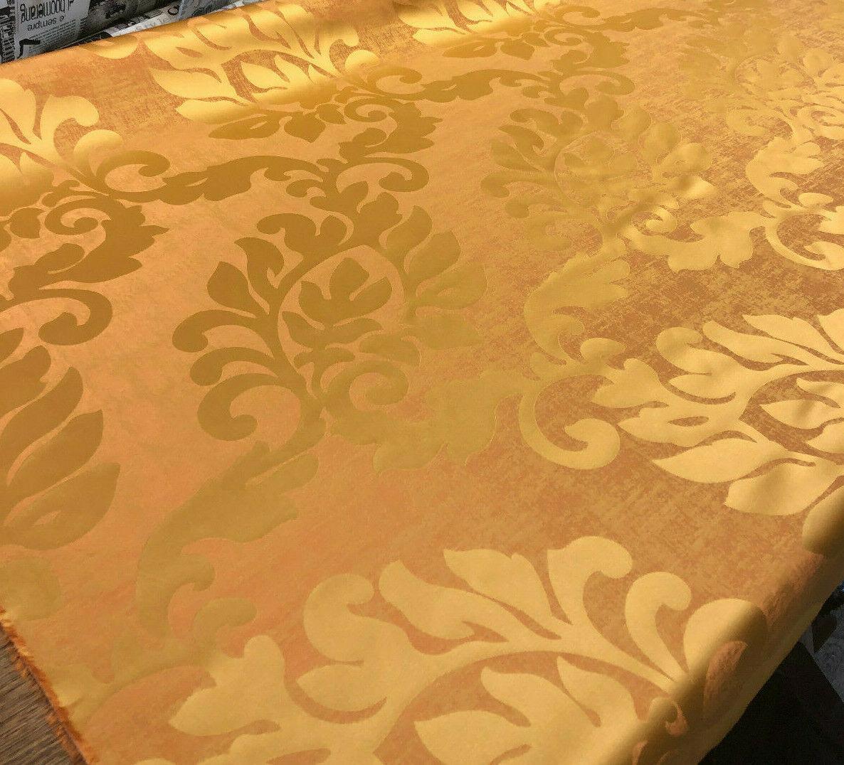 Equintes Orange Gold Jacobean Polyester Fabric - Orange Gold Reversible Jacobean Pattern, 56" Width (1 Yard)