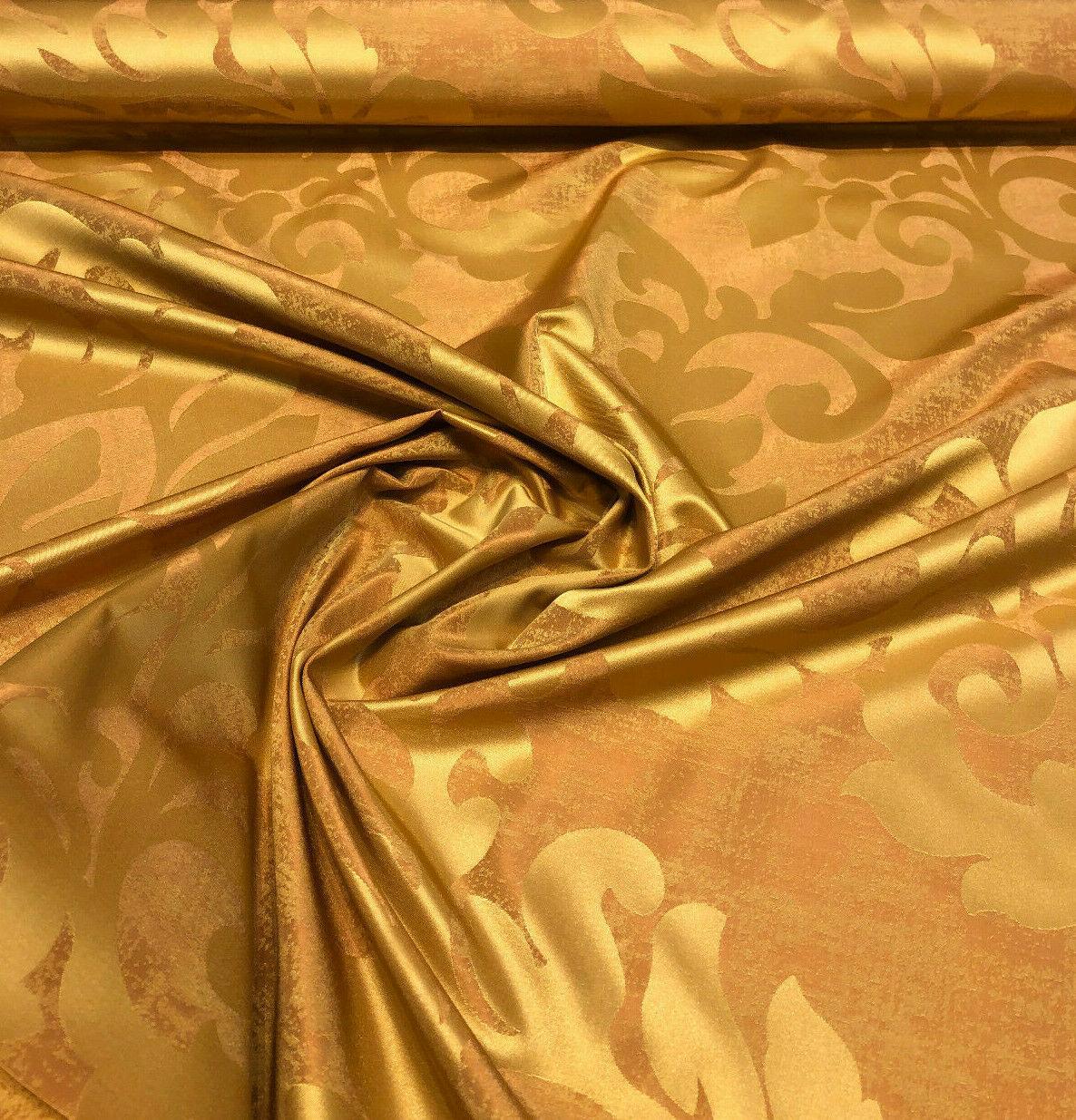 Equintes Orange Gold Jacobean Polyester Fabric - Orange Gold Reversible Jacobean Pattern, 56" Width (1 Yard)