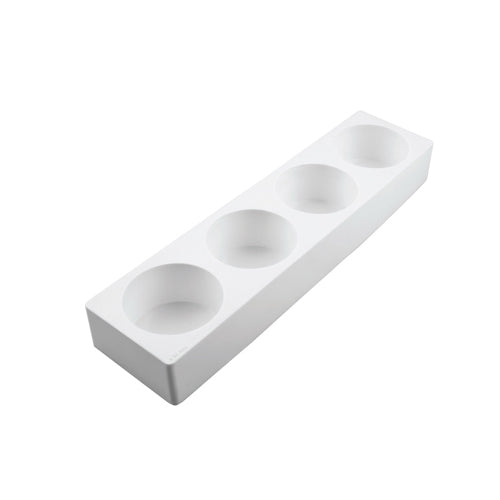 Silikomart Multiflex 180 (Also Called Multiflex 220) White Silicone Cylinder Mold with 4 Cavities 3-1/8" x 1-3/4" High