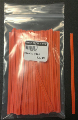 Orange Paper Twist Ties - 100 Pack