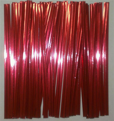 Red Metallic Twist Ties - 50 Pack