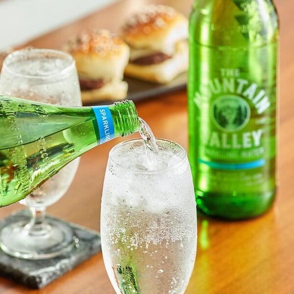 Mountain Valley Sparkling Water 1 Liter Glass Bottle - 12/Case