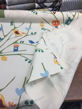 Fabricut Trees Frogs Birds Big Top Spun Polyester Fabric - White Blue Green Orange Yellow, Animals And Tree, 60" Width (1 Yard)