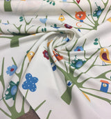 Fabricut Trees Frogs Birds Big Top Spun Polyester Fabric - White Blue Green Orange Yellow, Animals And Tree, 60" Width (1 Yard)