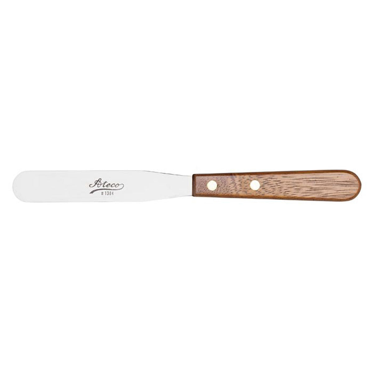 Ateco Wooden-Handle Stainless Steel Spatula, Blade size 3/4" x 4-1/4"