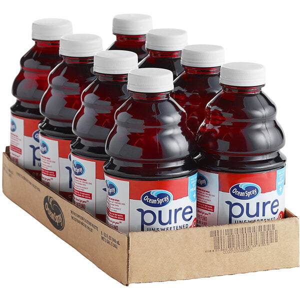 Ocean Spray Pure 100% Cranberry Juice 32 fl. oz. - 8/Case