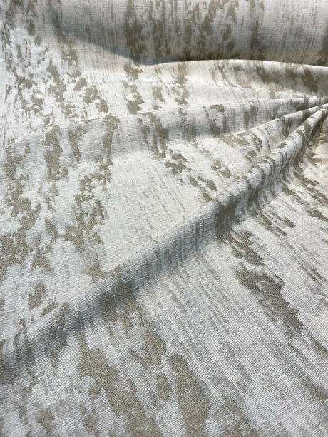 Baylis Rain Taupe Viscose Poly Filament Linen Jacquard Fabric - Taupe Modern Woven Design, 54" Width (1 Yard)