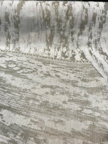 Baylis Rain Taupe Viscose Poly Filament Linen Jacquard Fabric - Taupe Modern Woven Design, 54" Width (1 Yard)