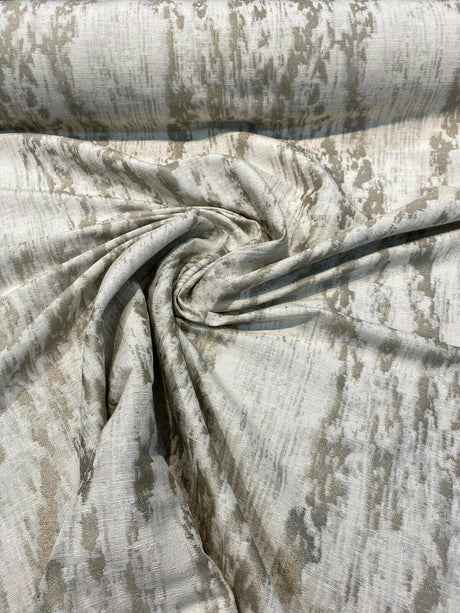 Baylis Rain Taupe Viscose Poly Filament Linen Jacquard Fabric - Taupe Modern Woven Design, 54" Width (1 Yard)