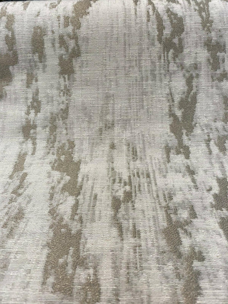 Baylis Rain Taupe Viscose Poly Filament Linen Jacquard Fabric - Taupe Modern Woven Design, 54" Width (1 Yard)