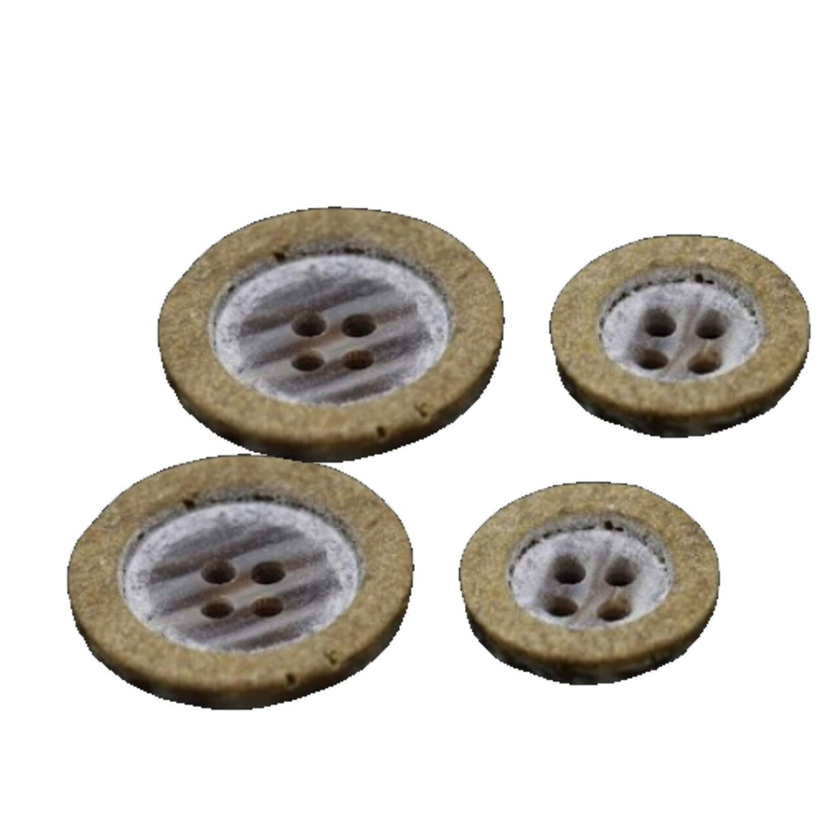 12 Small Faux Wood Plastic Buttons – 24L (15mm / 5/8") Sanded Four-Hole Multipurpose Buttons