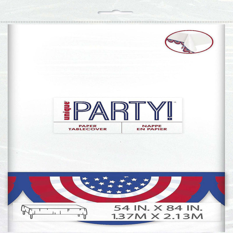 American Flag Patriotic Paper Table Cover 54" x 84