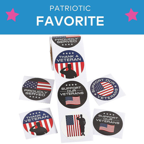 Veteran Support Paper Sticker Roll 100 Pieces