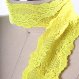 2 Yards Bright Yellow Wide Stretch Lace Trim 2.5" Floral Elastic for Lingerie, Sewing & Crafts