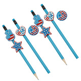 1 1/4" x 1 1/2" Bulk 48 Pieces Patriotic Themed Rubber Pencil Charms Assortment