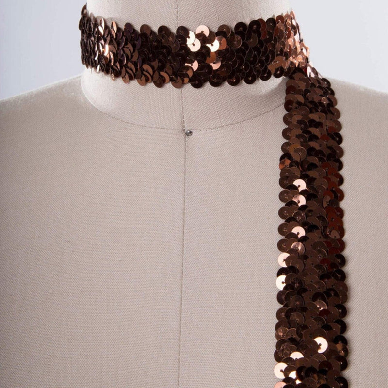 1 Yard 0.75" Penny Brown Stretch Sequin Trim Excellent for Crafting and Scrapbooking