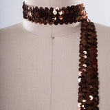1 Yard 0.75" Penny Brown Stretch Sequin Trim Excellent for Crafting and Scrapbooking