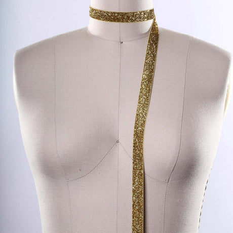 3/8" 2 Yards Gold Glitter Elastic Trim for Headbands Crafts Hair Ties Sewing Accessories DIY Use