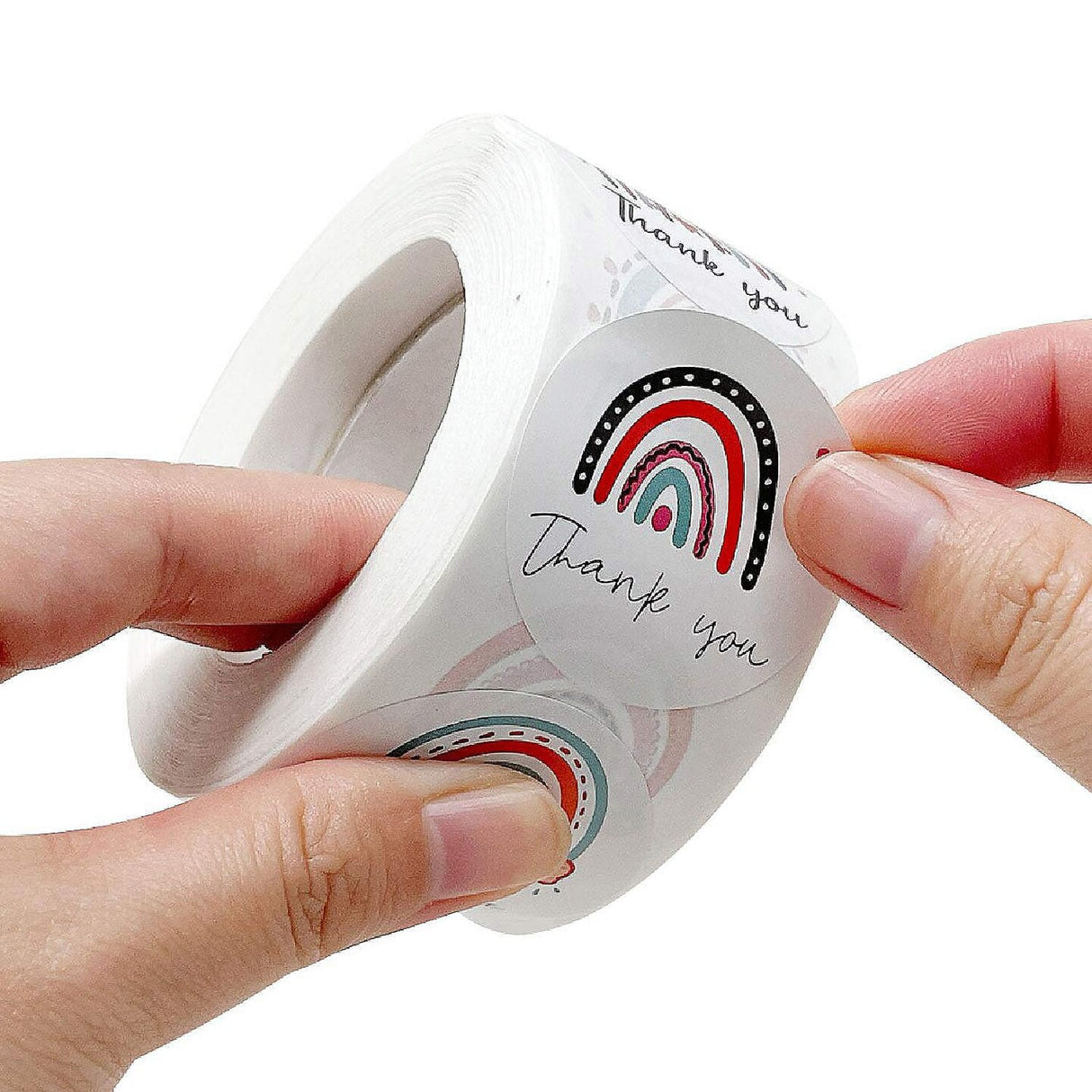500 Pieces Wrapables Rainbow Thank You Stickers Roll 1.5 Inch