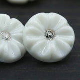 12 Pc White Flower Rhinestone Shank Buttons for Crafts and Sewing