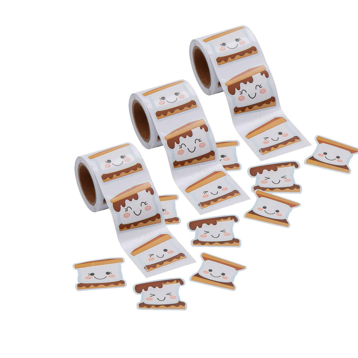 1 1/2" Happy S'more Sticker Roll 100 Pc