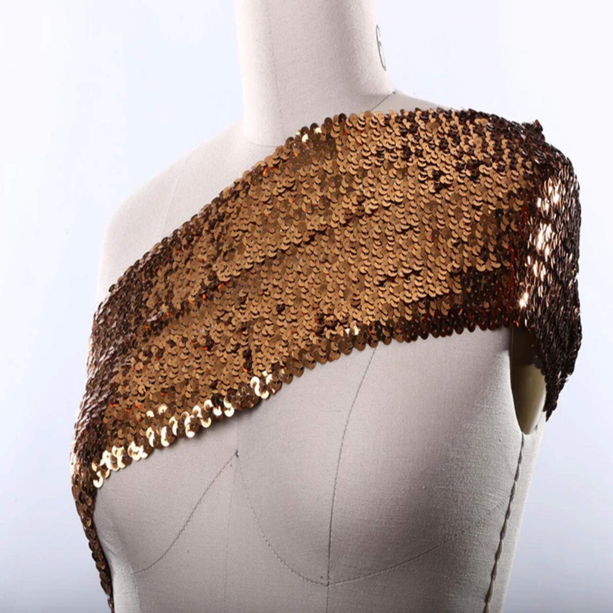 1 Yard Penny Copper Large Stretch Sequin Trim