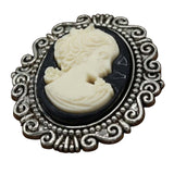 1 Pc Flat Black Ivory Silhouette Cameo Brass or Silver Frame
