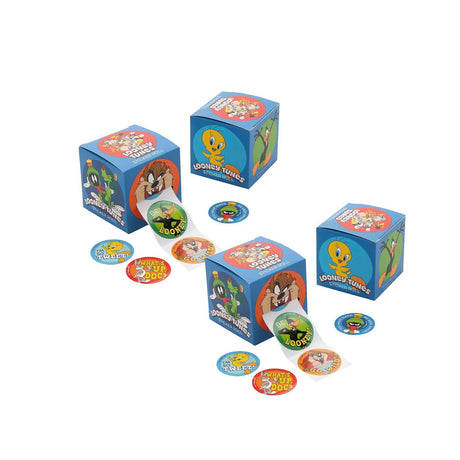 1 1/2" Looney Tunes Sticker Roll with Dispenser 100 Pc