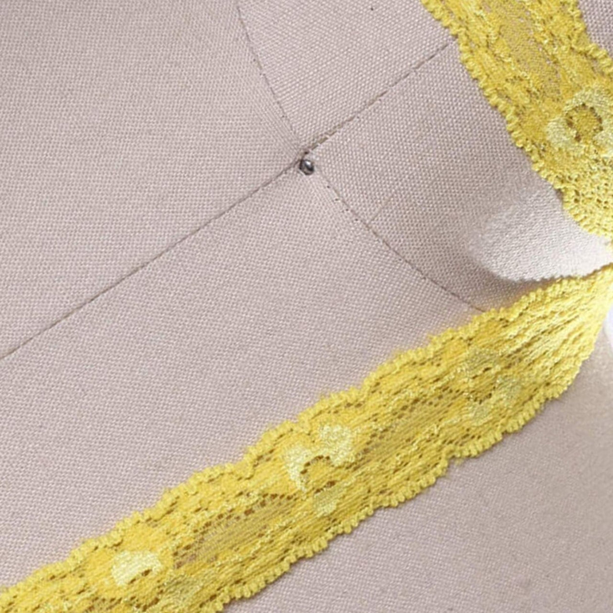 2 Yards Bright Yellow Stretch Lace Trim 7/8" Floral Elastic Ribbon for Lingerie, Sewing & Crafts