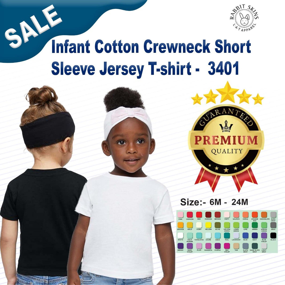 RADYAN® Infant Cotton Crewneck Short Sleeve Jersey T-shirt