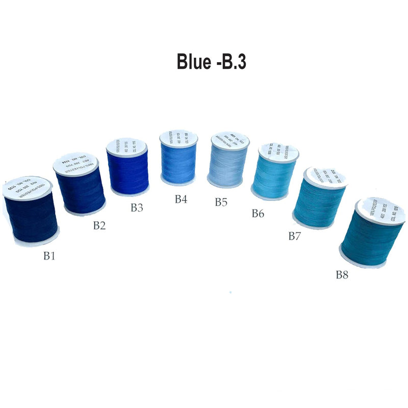 200 Yards Polyester Thread Blue Shade Small Spool for Embroidery and Crafts