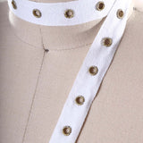 0.75" White Twill Grommet Trim with Silver Eyelets Cotton Tape for Sewing & Craft Projects