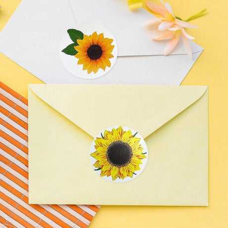 Wrapables 1.5" Thank You Stickers Roll, Sealing Stickers and Labels 500 Pc Sunflower