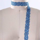 2 Yards Dark Teal Stretch Floral Lace Trim 7/8" Elastic Ribbon for Sewing Lingerie & Crafts