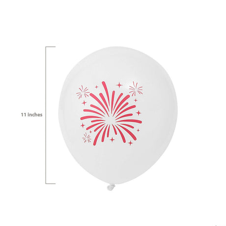 Patriotic Red, White & Blue Fireworks Inflatable 11" Latex Balloons 12 Pc.