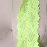 2 Yards Neon Green Stretch Lace 2.5" Wide Hand-Dyed Floral Elastic Trim for Lingerie & Crafts