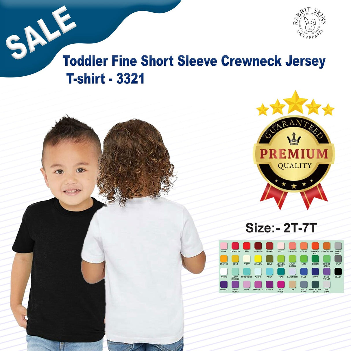 RADYAN® Toddler Fine Jersey Short Sleeve Crewneck T-shirt - 3321