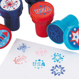 1" x 1 1/2" Mini Patriotic Fireworks & Stars Plastic Stampers